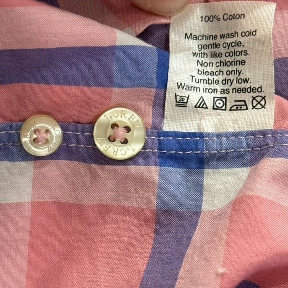 J. Crew Factory Pink Plaid Button Down Shirt Men's Size Large Business Casual - Picture 5 of 7